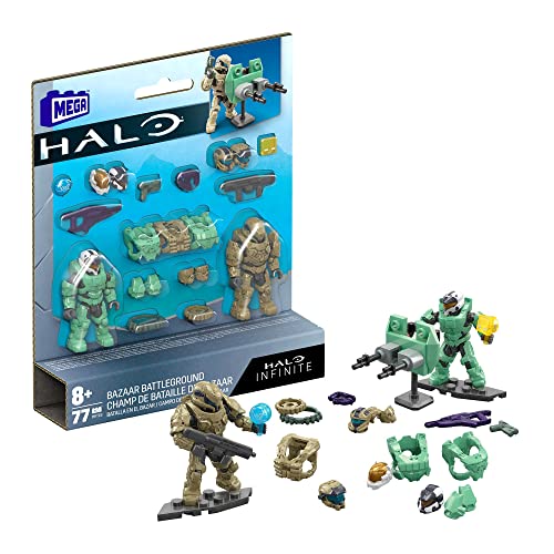 Mega Construx Halo Infinite Spartan Mission – Bazaar Battle Field – Set mit 2 beweglichen Figuren 6 cm + Zubehör von Mega Construx