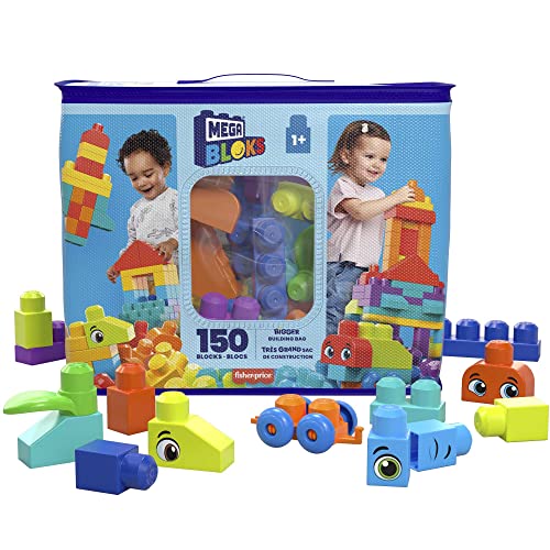 MEGA BLOKS Bausteinebeutel Deluxe, 150 große und farbenfrohe Bausteine mit Einer Aufbewahrungstasche, Spielzeug-Geschenkset für Kinder ab 1 Jahr, HHM96 von Mega Brands