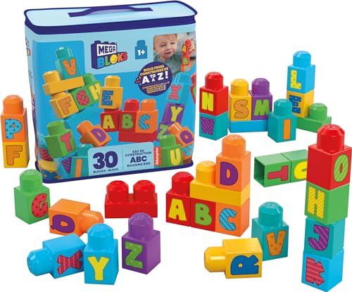 MEGA BLOKS HRR60 – Lernen des Alphabets – Bausteinspiel, 30 Teile, Spielzeug für Babys und Kinder von 1 bis 5 Jahren von Mega