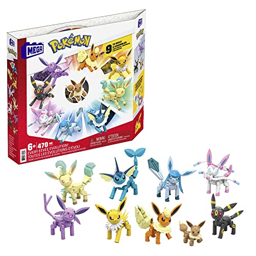 MEGA POKÉMON Evoli - Evolitionsset, 9 voll bewegliche Figuren zum Zusammenbauen Aller Stufen, für Kinder ab 6 Jahren, GFV85 von MEGA