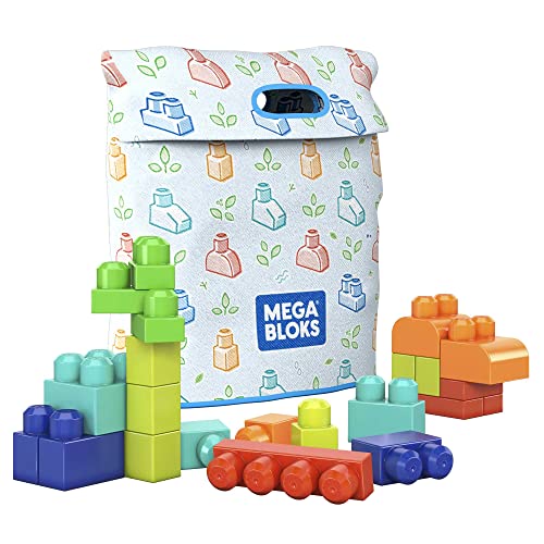 MEGA GVX10 - Mega Bloks Bau- und Spieltaschen-Bausatz, 60 große Bausteine aus pflanzlichem Kunststoff, Spielzeug-Geschenkset für Kinder ab 1 Jahr von Mattel