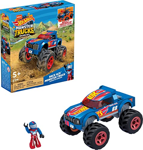 MEGA HDJ93 Construx Hot Wheels Race Ace Monster Truck, Konstruktionsspielzeug, Spielzeug ab 5 Jahren von MEGA