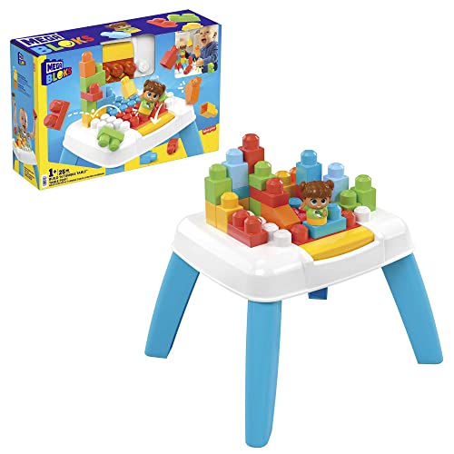 MEGA HHM99 - MEGA Bloks Bauset Bau- und Purzeltisch mit 2 Purzelfunktionen, 23 Bausteinen sowie 1 Figur, Konstruktionsspielzeug, Spielzeug-Geschenkset für Kinder ab 1 Jahr von Mattel