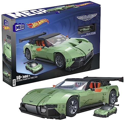 MEGA Hot Wheels Aston Martin Vulcan - Großes Bauspielzeug im Maßstab 1:18 mit 986 Teilen für Fans und Sammler, Die-Cast-Modell für Erwachsene, HMY97 von Hot Wheels