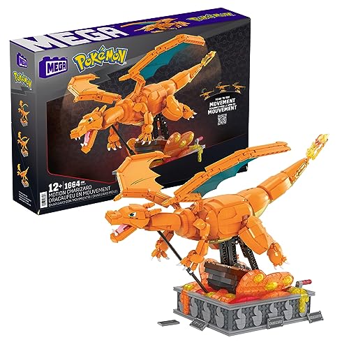 Mega Pokémon Glurak Actionfigur, 1664 Teile, zusammenbaubares, bewegliches Figur, Bauspielzeug, ca. 28 cm groß, ab 12 Jahre Sammelfigut, HMW05 von Mega Brands