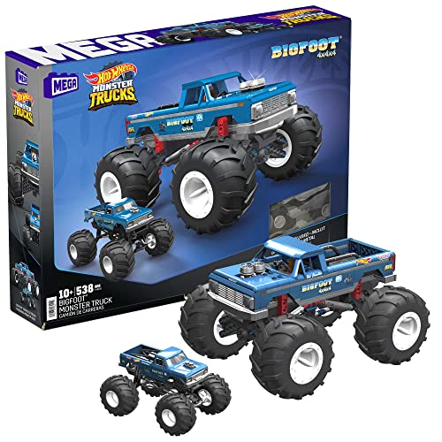 MEGA Construx HHD20 - Hot Wheels Bigfoot Monster Truck Bauset mit 538 Teilen im Maßstab 1:18, Konstruktions-Spielzeug für Erwachsene und Kinder ab 10 Jahren von MEGA