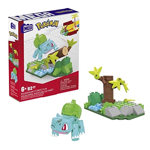 MEGA Pokémon Bisasams Waldabenteuer - Bisasam-Figur und Waldumgebung, kompatibel mit Anderen Pokémon Abenteuerbausets, 82 Bausteine, für Kinder ab 7 Jahren, HDL77 von Mega Brands