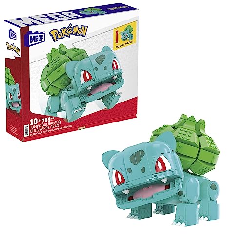 MEGA POKÉMON Jumbo Bisasam - 355-teiliges Bauset mit authentischen Details, voll beweglich und zahlreiche Möglichkeiten mit Anderen Jumbo Pokémon, Circa 18 cm groß, für Kinder ab 8 Jahren, HNT96 von Mega Brands