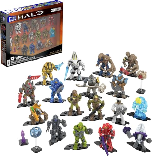 MEGA Halo Actionfiguren Bauspielzeug-Set, Actionfiguren-Set mit 339 Teilen, aufstellbar und beweglich, ca. 5 cm groß, für Kinder oder Erwachsene Sammler, HXL07 von MEGA