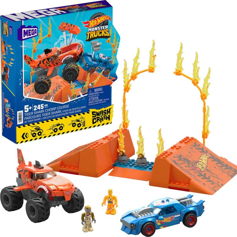 Mega Hot Wheels Autoset Smash N Crash Tiger Shark Chomp Course 245 Teile von Hot Wheels