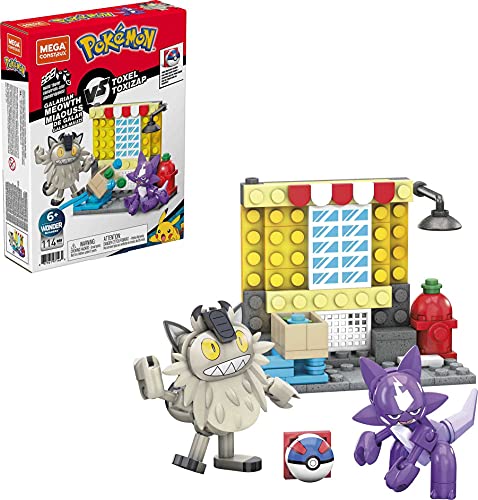 Mega Pokémon Actionfiguren Bauspielzeug Sammelfigur Toxel vs. Galarian Meowth mit tollem Ball von Mega