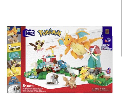 Mega Pokemon Adventures Concierge 7-teiliges 872-teiliges Set zum Bauen und Zusammenbauen HKT21 HKT25 HDL77 Pikachu Pidgey Wooloo Resort Eevee Riolu Bulbasaur Dragonite von Mega