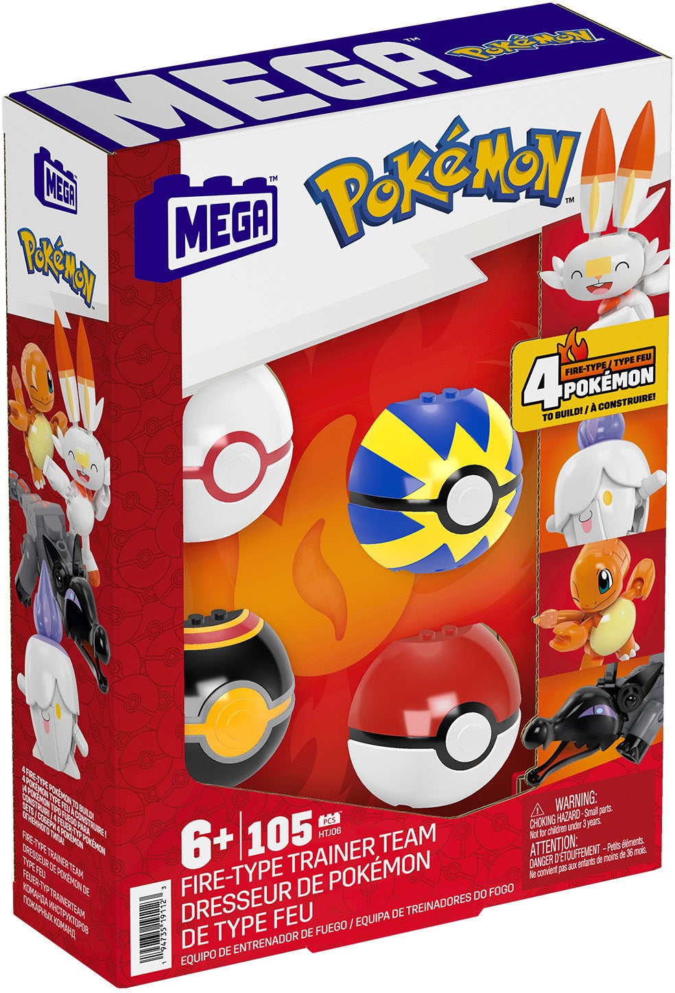 Mega Pokémon Bausatz Fire-Type Trainer Team 105 Teile von Mega