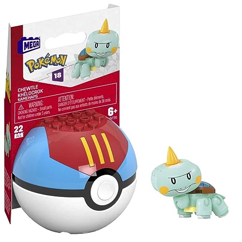 Mega Pokémon – HNT91 – Figur mit Gelenken, zum Bauen, 5 cm + Pokéball – Khélocrok/Kaugtle von Mega