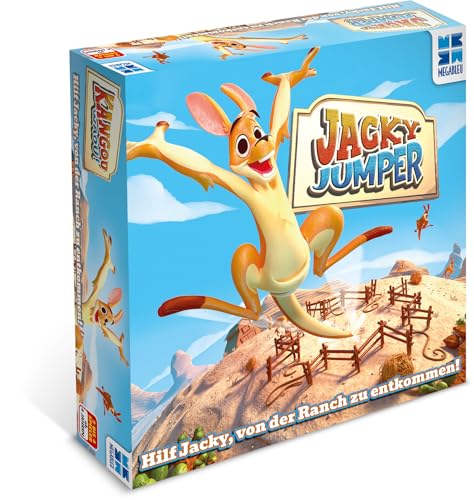 Megableu - Jacky Jumper - Gesellschaftsspiel für Kinder ab 4 Jahren - Lass das Känguru von der Ranch springen - Action- und Reflexspiel - Party-Spiel für 2 bis 4 Spieler - 10 Min - Auf Deutsch von Megableu