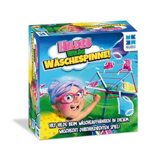 Megableu | Hildes Wilde Wäschespinne | Kinderspiele ab 4 Jahre | Familienspiel mit lustigem Drehmechanismus für Groß&Klein | Kinderspiel des Jahres 2021 in den Niederlanden | Für 2-4 Spieler ab 4 von Megableu