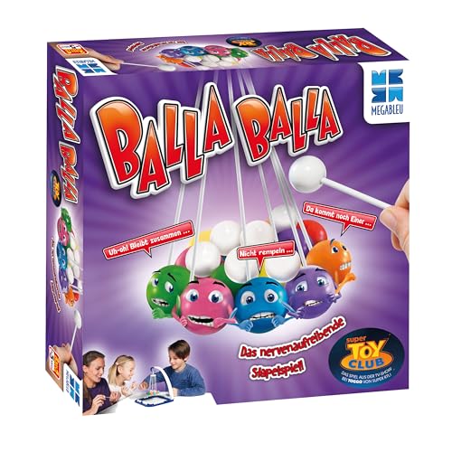 Megableu | Balla Balla | Spiel SUPER Toy Club | Lustiges Geschicklichkeitsspiel | Kinderspiel und Gesellschaftsspiel | Sei vorsichtig, sonst Fallen die Kugeln runter | Für 2 bis 4 Spieler ab 5 Jahren von Megableu