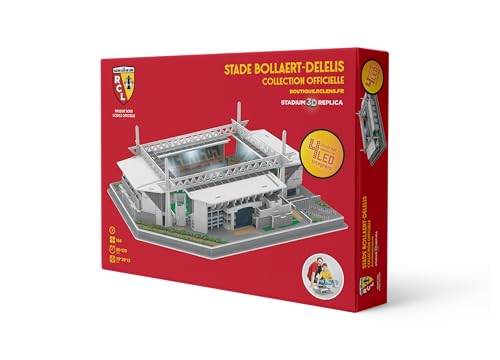 Megableu Bollaert Stadion mit 4 LEDs mit Beleuchtung für Fans des RC Lens 3D-Puzzle, Erwachsene und Kinder, Modell ohne Werkzeug oder Klebstoff, ab 7 Jahren, Deko-Objekt, 678281, Weiß von Megableu