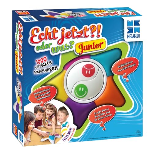 Megableu | Echt jetzt oder was? Junior | IQ Quiz für Kinder | lustiges Familienspiel mit 1000 Fragen | Partyspiele für Kinder | Denkspiel & Gesellschaftsspiele | Für 2 bis 5 Spieler ab 5 Jahren von Megableu