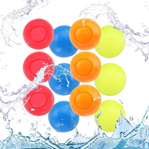 12PCS Wasserbomben Mehrweg,Wiederbefüllbare Wasserbomben,Wasserballons Wiederverwendbar,Reusable Water Balloons,Bunte Silikon-Wasserballons,Kein Binden Nötig,Sommer-Wasserspielzeug Kinder von Meifiyu