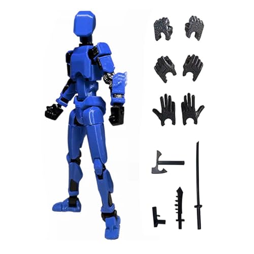 T13 Action Figure,Action Figure,T13 Figure,Dummy 13,Titan 13,3D-Druck von Beweglichen Figuren mit Mehreren Gelenken mit 4 Waffen und 3 Handtypen,Desktop-Dekoration Dekompressionsspielzeug (Blau) von Meifiyu