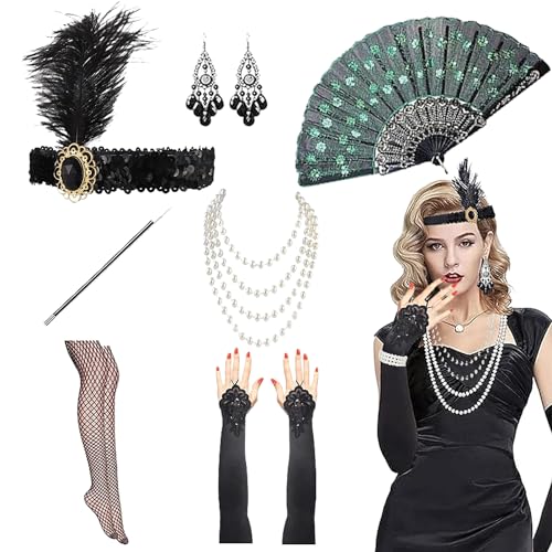 Meigoss 11 Stück 20er Jahre Accessoires, Gatsby Accessoires Damen, 20er Jahre Kostüm Damen 1920s Kostüm Damen Flapper Set für Party, Karneval von Meigoss