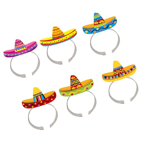 Meiliyizu 6 Stück Sombrero Stirnbänder Kopfschmuck Thema Party Dekorationen Kopfbedeckung für Feiern und Foto Requisiten von Meiliyizu