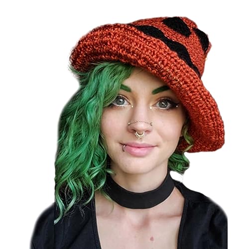 Meiliyizu Halloween-Hexenhut, zarte gehäkelte Hexenhüte für Maskerade, exquisite Strickmütze für Erwachsene, Cosplay-Kostüm-Zubehör von Meiliyizu