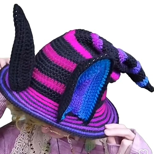 Meiliyizu Halloween-Hexenhut, zarte gehäkelte Hexenhüte für Maskerade, exquisite Strickmütze für Erwachsene, Cosplay-Kostüm-Zubehör von Meiliyizu