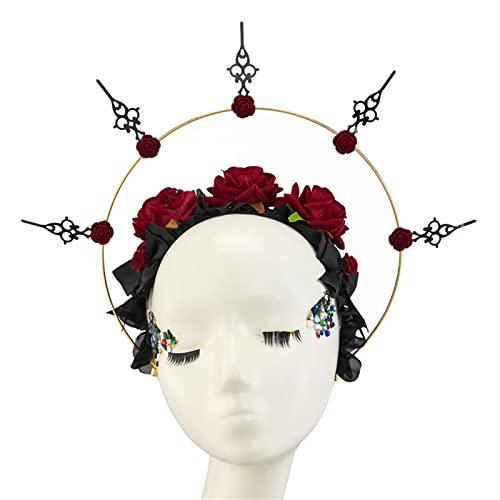 Meiliyizu HaloCrown Stirnband Kopfschmuck HaloCrown Kopfschmuck Kopfschmuck Goth Blume Stirnband von Meiliyizu