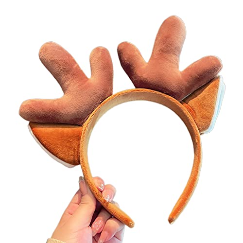 Meiliyizu Rentierohren, Horn, Haarreifen für Damen, Stirnband, Make-up für Stirnband, zum Waschen des Gesichts, Cosplay, Haarschmuck von Meiliyizu