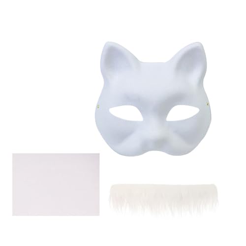 Meiliyizu Tierset Maskerade Handbemalte Katzen Ungemalte Füchse Anime Cosplay Halloween Party von Meiliyizu