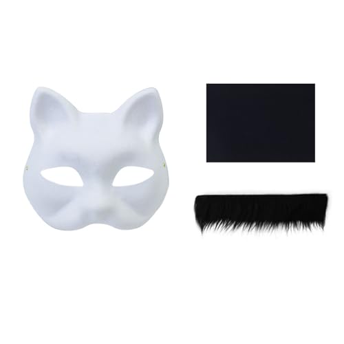 Meiliyizu Tierset Maskerade Handbemalte Katzen Ungemalte Füchse Anime Cosplay Halloween Party von Meiliyizu