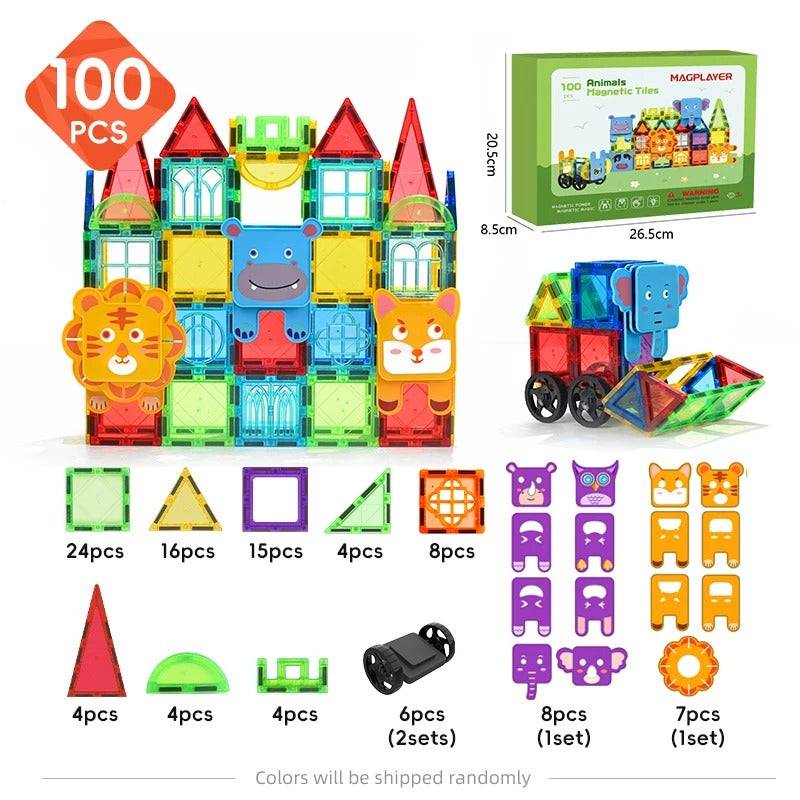 Animal Magnetic Building Blocks™ - Magnetische Bauzauberei - Magnetische Tierfliesen | Pädagogisches Holzspielzeug von Mein Kleines Baby