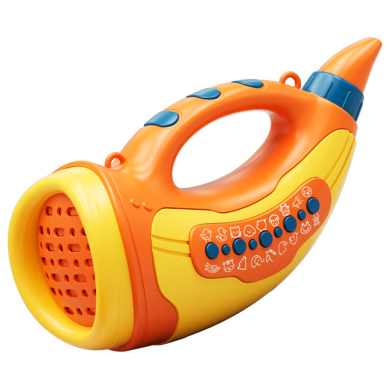 Animal Sounds Horn™ - Symphonie der Tiere - Tiergeräusche Horn Orange | Pädagogisches Holzspielzeug von Mein Kleines Baby