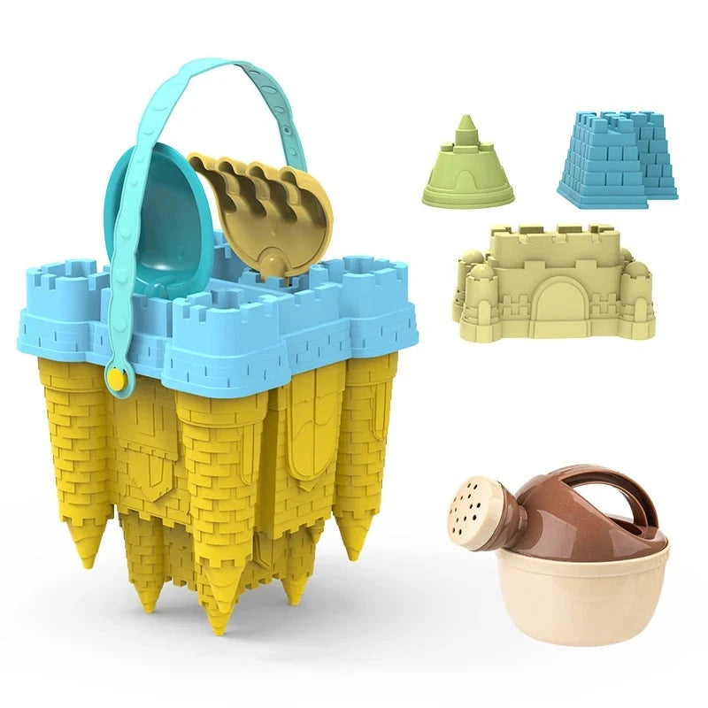 Beach Castle Play Set™ - Strandspaß für Kinder - Sandburgen-Set Gelber Eimer | Pädagogisches Holzspielzeug von Mein Kleines Baby