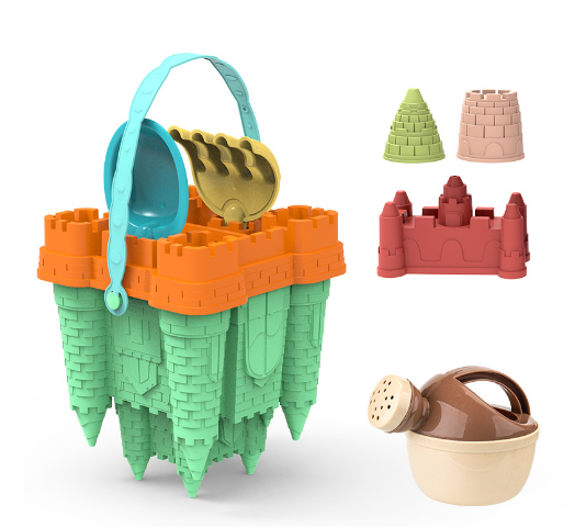 Beach Castle Play Set™ - Strandspaß für Kinder - Sandburgen-Set Grüner Eimer | Pädagogisches Holzspielzeug von Mein Kleines Baby