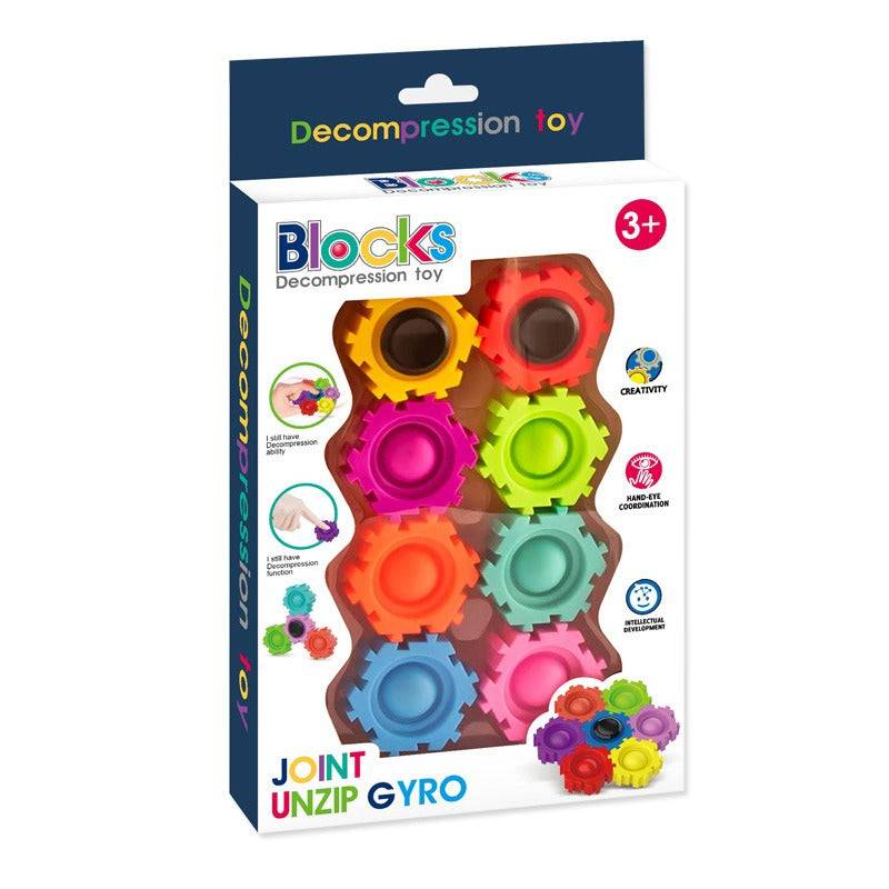 Building Poppers™ - Bauen mit Fantasie - Pop it Fidgetspinner 8er-Set | Pädagogisches Holzspielzeug von Mein Kleines Baby