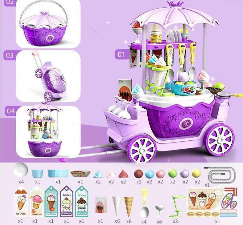 Candy Cart™ - Süßer Spaß auf Rädern - Eiswagen Violett (inkl. Wagen) | Pädagogisches Holzspielzeug von Mein Kleines Baby