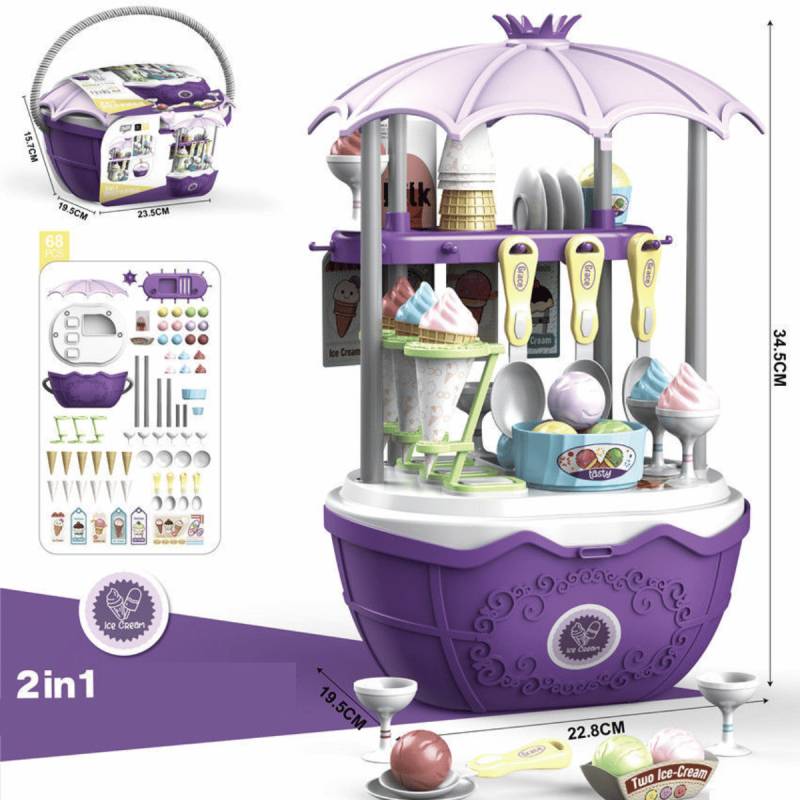Candy Cart™ - Süßer Spaß auf Rädern - Eiswagen Violett | Pädagogisches Holzspielzeug von Mein Kleines Baby