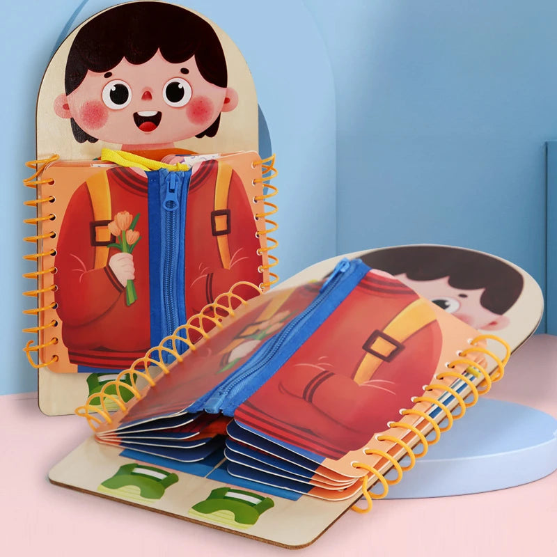 ClothesBook™ - Selbstständiges Spielen - Anzieh-Puzzle-Buch | Pädagogisches Holzspielzeug von Mein Kleines Baby