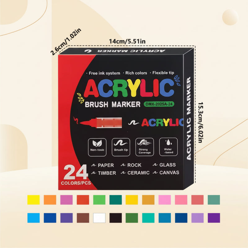 ColorCraft – Kreativ & Nachhaltig – Acrylmarker mit Pinselspitze 24 Farben | Pädagogisches Holzspielzeug ColorCraft – Kreativ & Nachhaltig – Acrylmarker mit Pinselspitze 24 Farben | Pädagogisches Holzspielzeug von Mein Kleines Baby