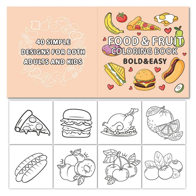 Coloring Book™ - Kreativer Ausmalspaß - Malbuch Essen&Trinken Malbuch | Pädagogisches Holzspielzeug von Mein Kleines Baby