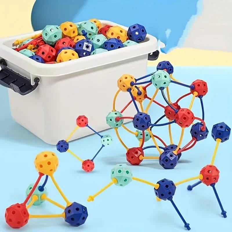 Connect Beads™ - Flexible PVC-Perlen - Geometrische 3D-Bausteine 150 Teile | Pädagogisches Holzspielzeug von Mein Kleines Baby