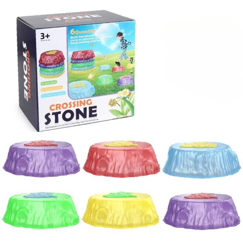 Crossing Stones™ - Springen&Balancieren - Leuchtende Balance-Steine 6 Spielsteine | Pädagogisches Holzspielzeug von Mein Kleines Baby