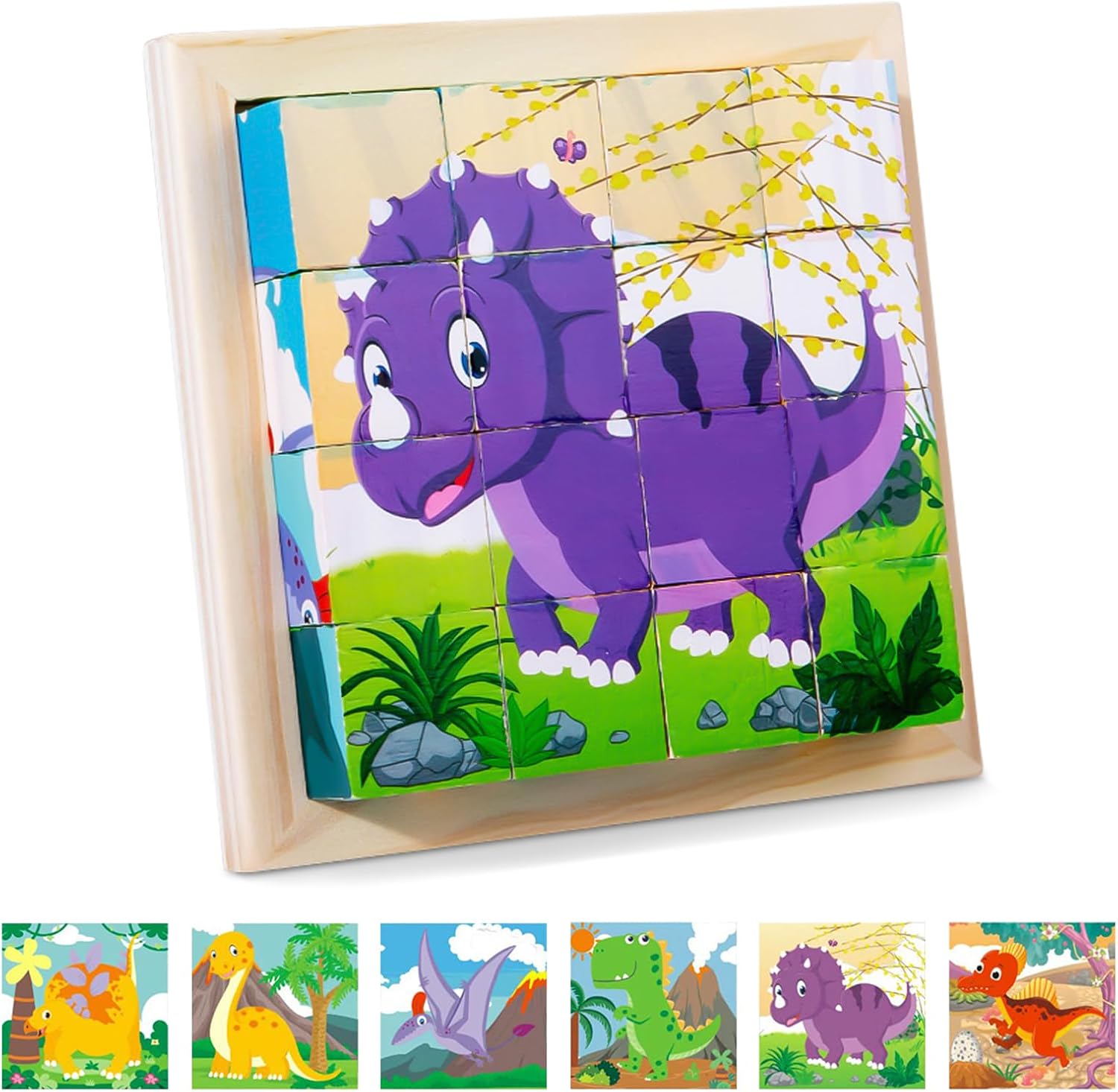 CubePuzzle– Spaß und Bildung - 3D-Holzklötze Puzzle Dinosaurier | Pädagogisches Holzspielzeug CubePuzzle– Spaß und Bildung - 3D-Holzklötze Puzzle Dinosaurier | Pädagogisches Holzspielzeug von Mein Kleines Baby