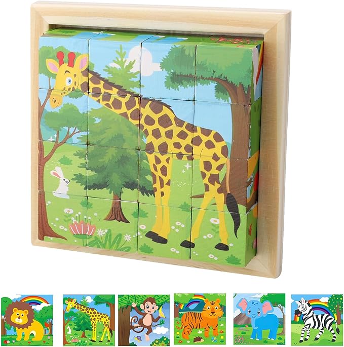 CubePuzzle– Spaß und Bildung - 3D-Holzklötze Puzzle Dschungel | Pädagogisches Holzspielzeug CubePuzzle– Spaß und Bildung - 3D-Holzklötze Puzzle Dschungel | Pädagogisches Holzspielzeug von Mein Kleines Baby