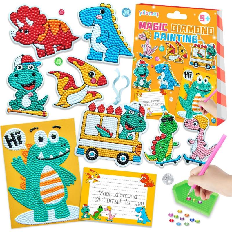 Diamond Painting™ - Kreativ mit einem Diamantenmosaik - Sticker Set Dinos | Pädagogisches Holzspielzeug von Mein Kleines Baby