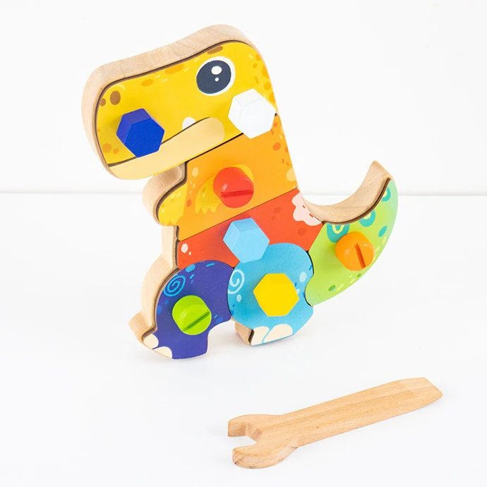 Dino Screwdriver Board™ - Drehen&Erforschen - Sensorisches Spielzeug Werkzeug aus Holz | Pädagogisches Holzspielzeug von Mein Kleines Baby