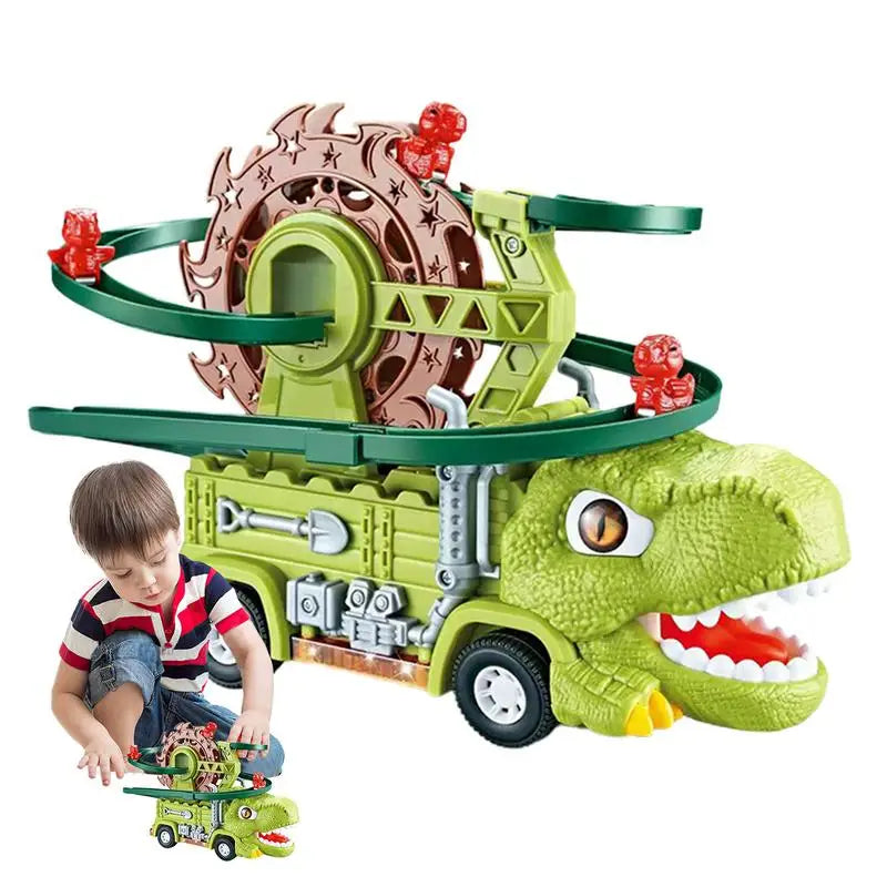 Dino Slide Truck™ - Klettern und Flitzen mit Dinosauriern! - Dinosaurier-Truck | Pädagogisches Holzspielzeug von Mein Kleines Baby